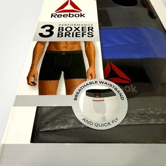 Reebok 3 Pack Featherweight Performance Boxer Briefs 6" Inseam Underwear Size S - Picture 5 of 11